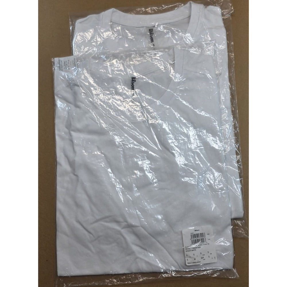2 Wilson Unisex Blank White T-Shirts Size Small – New